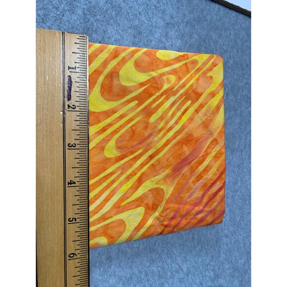 Hand-Dyed Batik Cotton Fabric Fat Quarter Orange Yellow Swirl Pattern - Picture 2 of 3